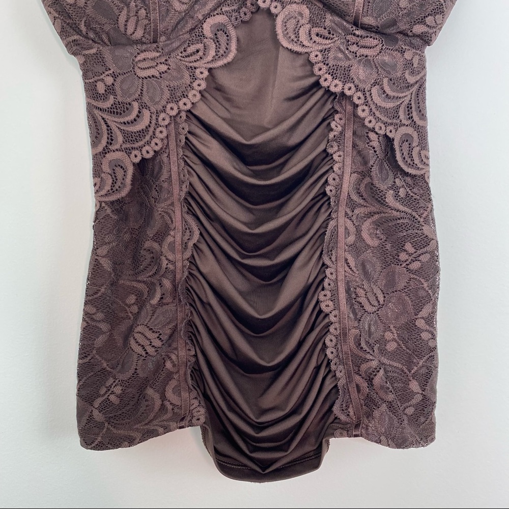 XOXO Chocolate brown ruched tank top - Picture 4 of 10